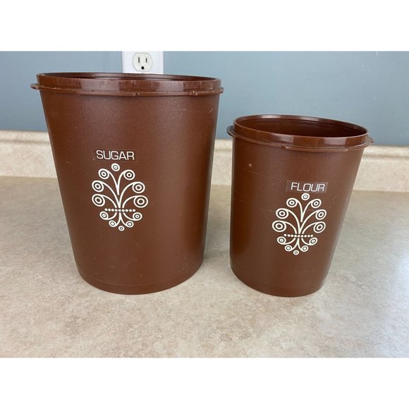 Tupperware Made In Canada Brown Sugar And Flour Containers Without Lids - Picture 1 of 5